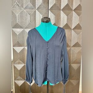 Frame Denim Crepe Shirt in Navy XS
